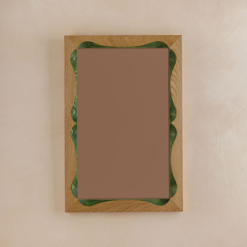 Bow Mirror, Small - Natural with Green Oak