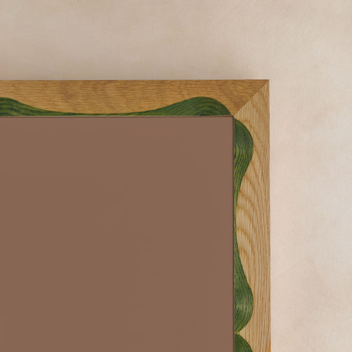 Bow Mirror, Small - Natural with Green Oak