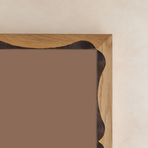 Bow Mirror, Small - Natural with Dark Oak