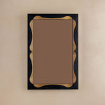 Bow Mirror, Small - Ebonised with Natural Oak