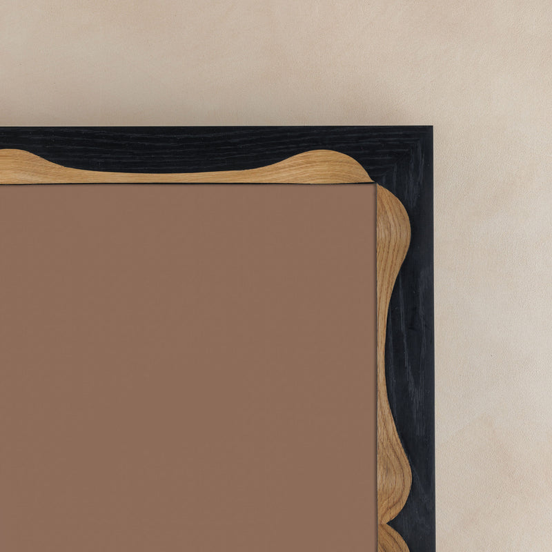 Bow Mirror, Small - Ebonised with Natural Oak