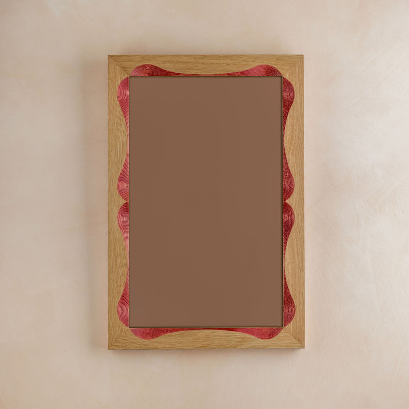 Bow Mirror, Small - Natural with Red Oak
