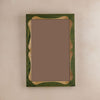 Bow Mirror, Small - Green with Natural Oak