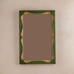 Bow Mirror, Small - Green with Natural Oak