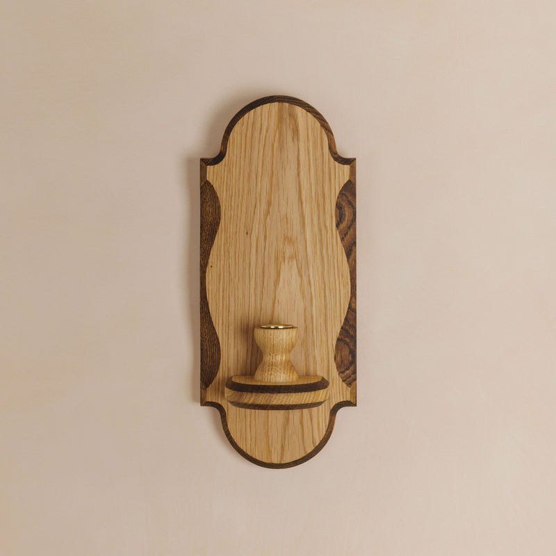 Charm Candle Sconce - Natural with Dark Oak