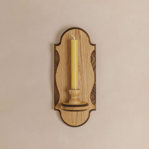 Charm Candle Sconce - Natural with Dark Oak