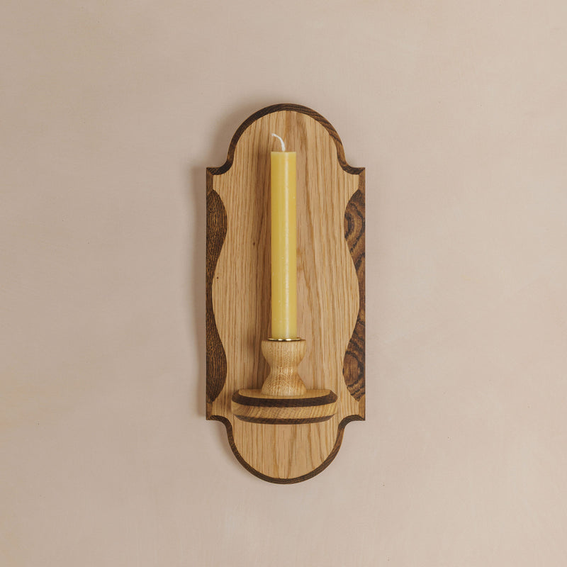 Charm Candle Sconce - Natural with Dark Oak