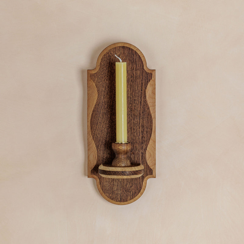 Charm Candle Sconce - Dark with Natural Oak