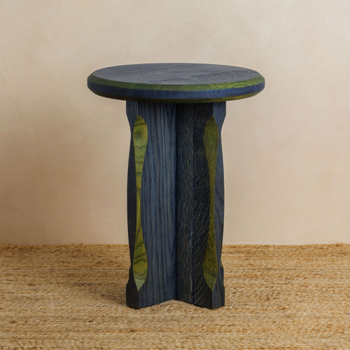Tinker Side Table - Blue with Green Oak