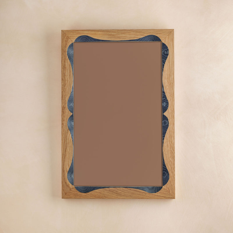 Bow Mirror, Small - Natural with Blue Oak