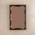 Bow Mirror, Small - Dark with Natural Oak