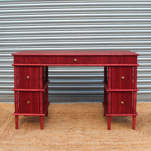 Bamboo Dressing Table with Reeded Drawers - Red Oak