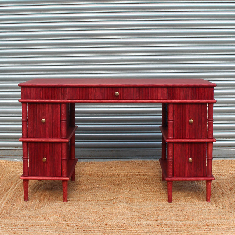 Bamboo Dressing Table with Reeded Drawers - Red Oak