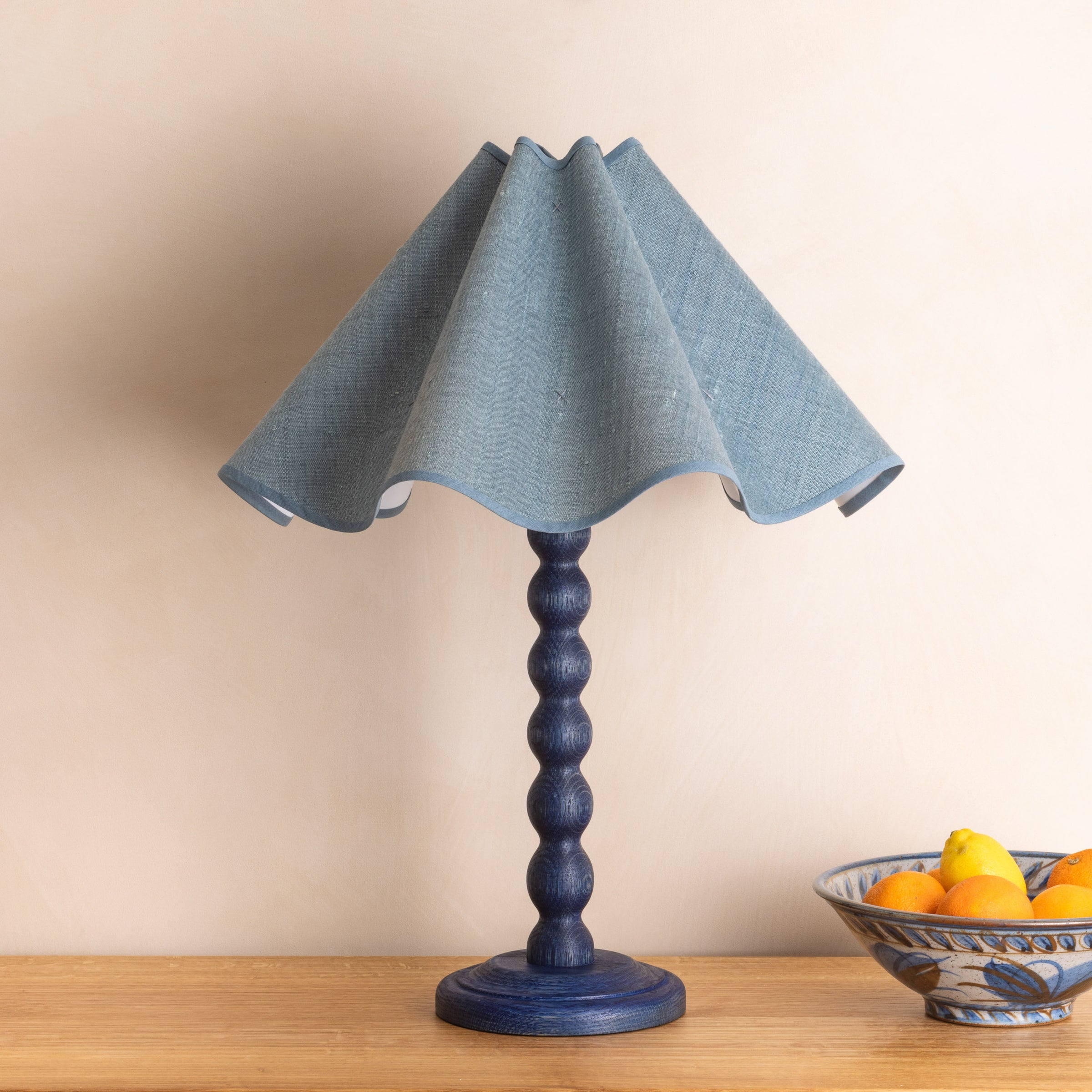 Bobbin Lamp Base Blue Oak