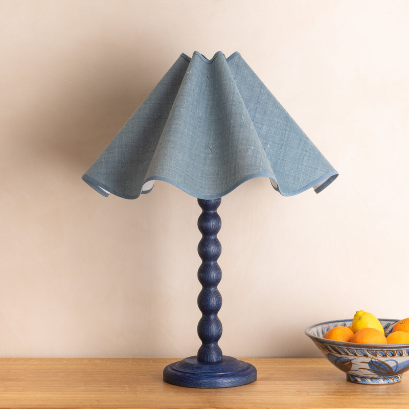 Bobbin Lamp Base Blue Oak
