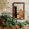 Bow Mirror, Small - Dark with Natural Oak