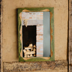 Bow Mirror, Small - Green with Natural Oak