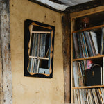 Bow Mirror, Small - Ebonised with Natural Oak