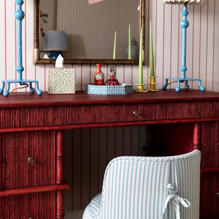 Bamboo Dressing Table with Reeded Drawers - Red Oak