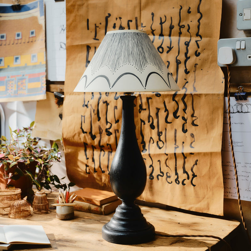 Flicker Lamp Base - Ebonised Oak