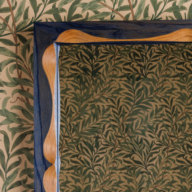 Bow Mirror, Small - Blue with Natural Oak