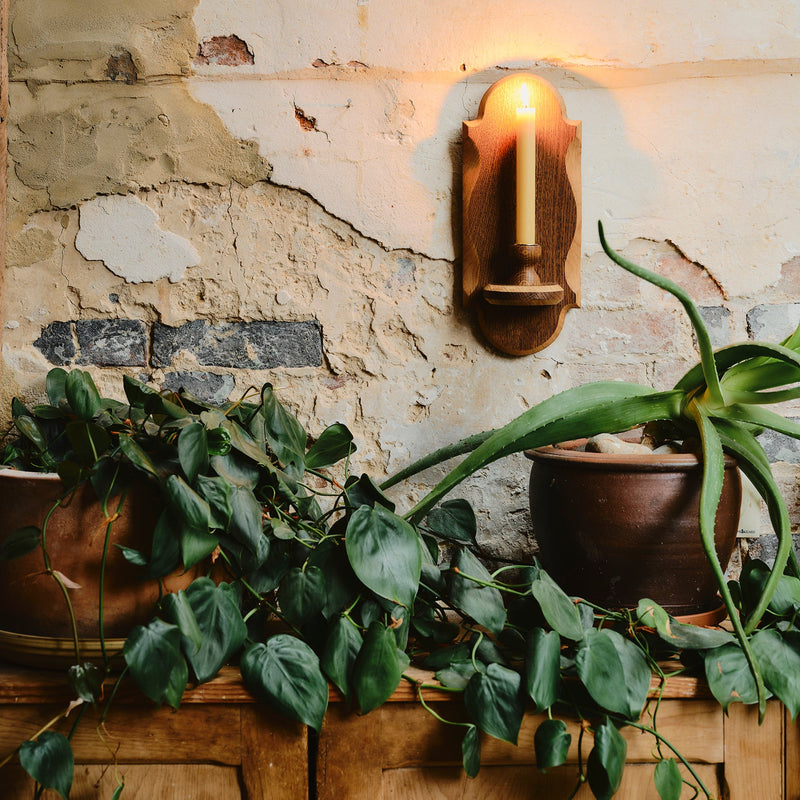 Charm Candle Sconce - Dark with Natural Oak